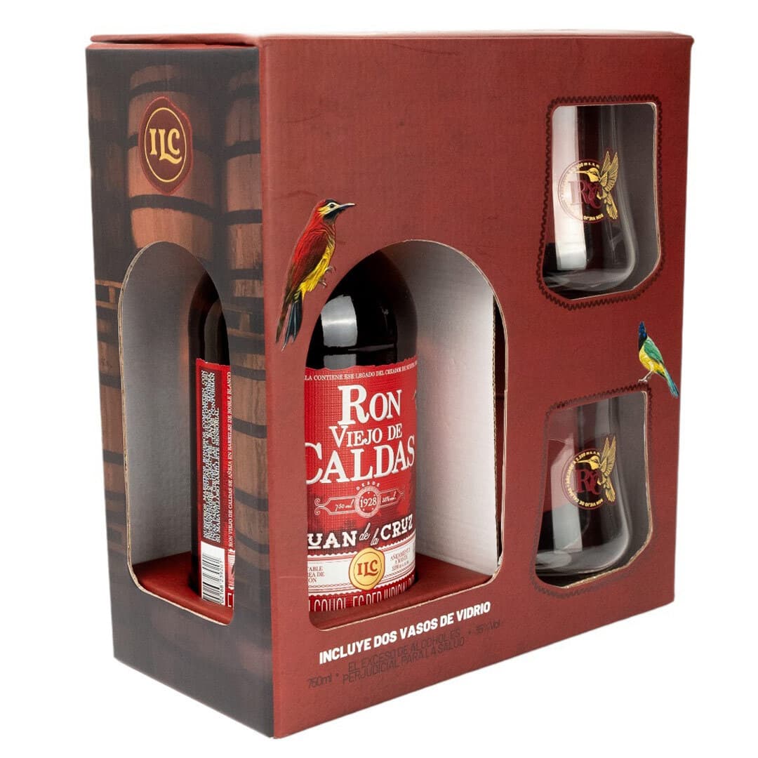 Pack Ron Viejo de Caldas 5 Años 700cc 40°alc + 2 vasos_2