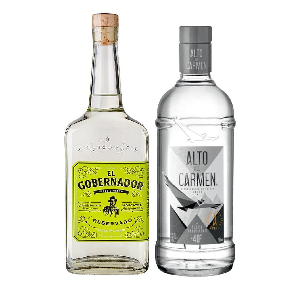 DUO GOBERNADOR - ALTO DEL CARMEN: 1x Pisco El Gobernador Reservado 700cc 40º alc. + 1x Pisco Alto del Carmen Transparente 750cc 40º alc._1