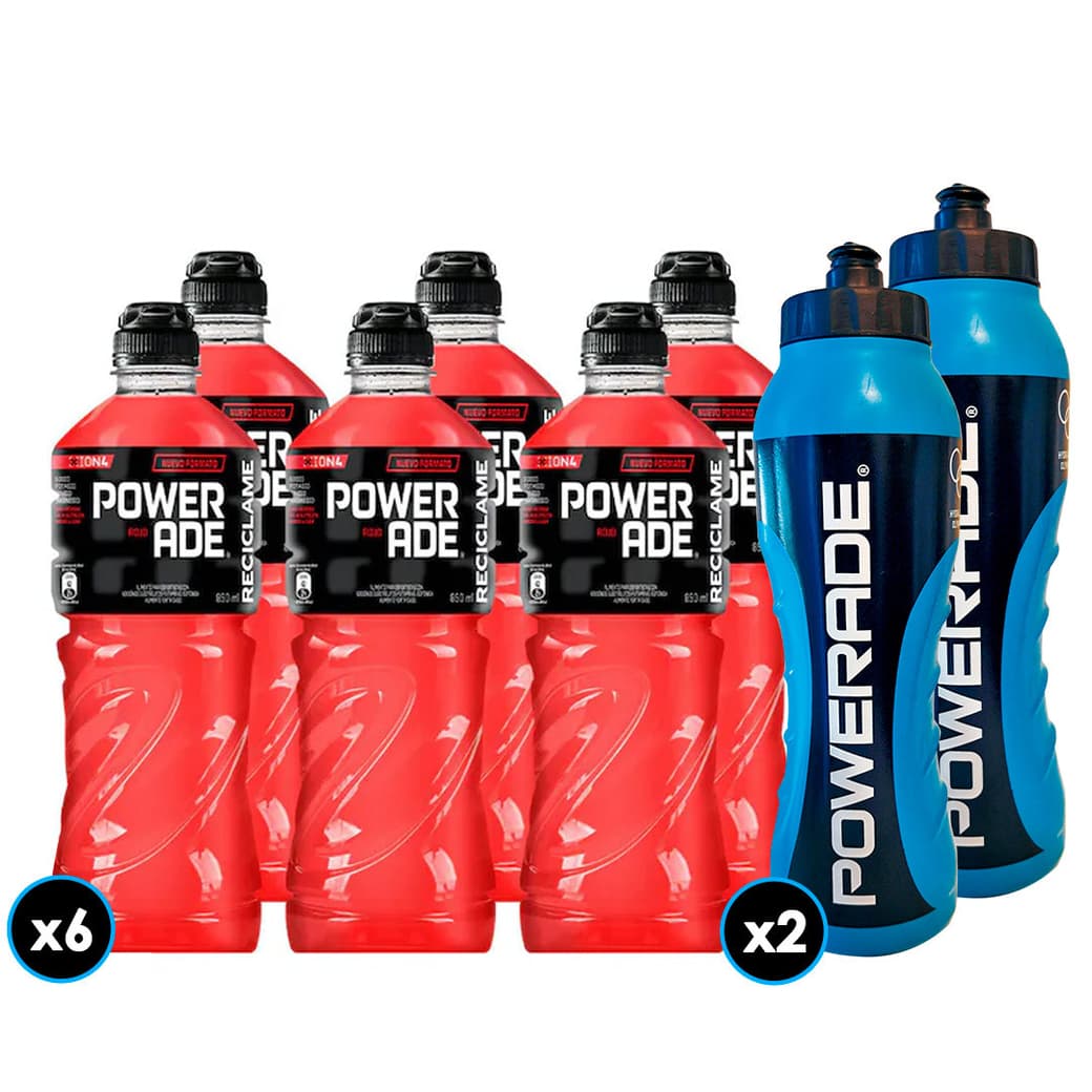 PACK POWER N°6: 6x Bebida Isotónica Powerade Rojo 850cc + 2x Caramayolas _1