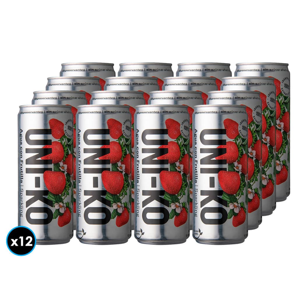 12x Agua Saborizada Uniko Frutilla Con Gas 310cc_1
