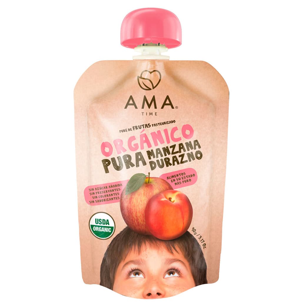 Puré Orgánico Ama Manzana-Durazno 90 gramos_1