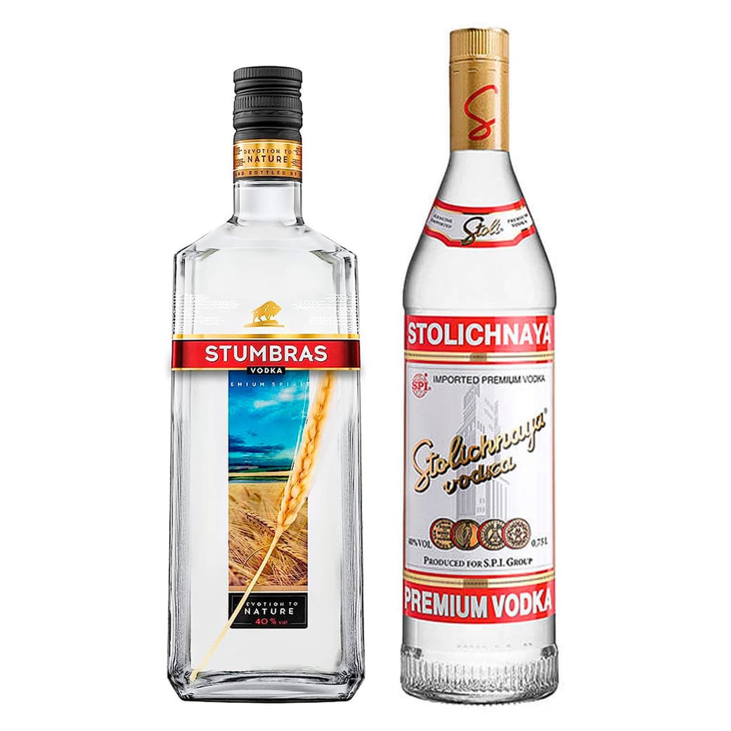 PACK STOLICHNAYA + STUMBRAS:  1x Vodka Stumbras 700cc 40º alc. + 1x Vodka Stolichnaya 750cc_1