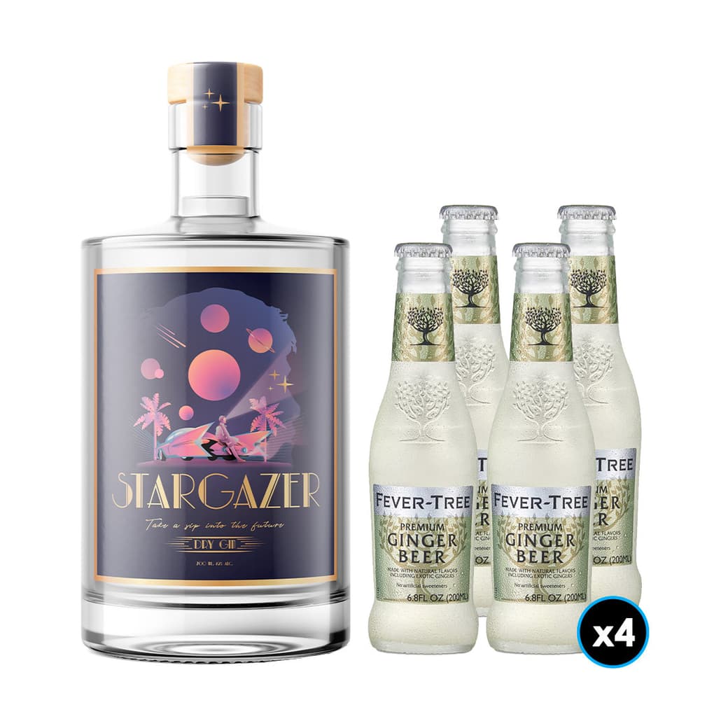 PACK STARGAZER® - FEVER TREE (Ginger Beer) Nº2: 1x Stargazer® Gin 700cc 42º alc. + 4x Fever Tree Ginger Beer 200cc_1