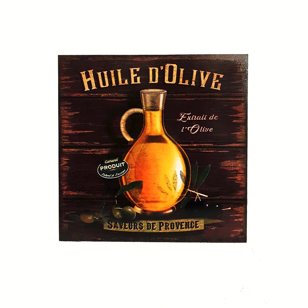 Afiche Huile D'Olive Saveur Provence Madera Vitrificada 25 x 25 cm._1