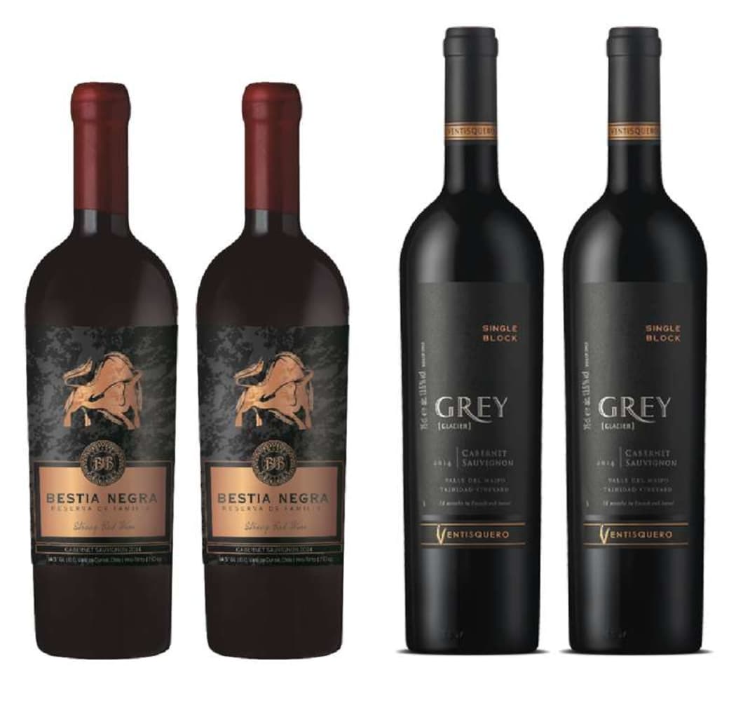 PACK VINOS RESERVA Nº6: 2x Vino Bestia Negra Carmenere 750cc + 2x Vino Ventisquero Grey Cabernet Sauvignon 750cc_1