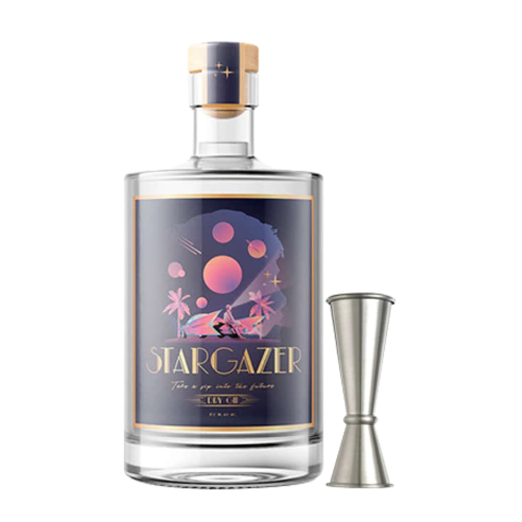 PACK STARGAZER® + JIGGER ACERO: 1x Stargazer® Gin 700cc 42º alc. + 1x Medidor Tragos Japonés Acero 60/30cc_1