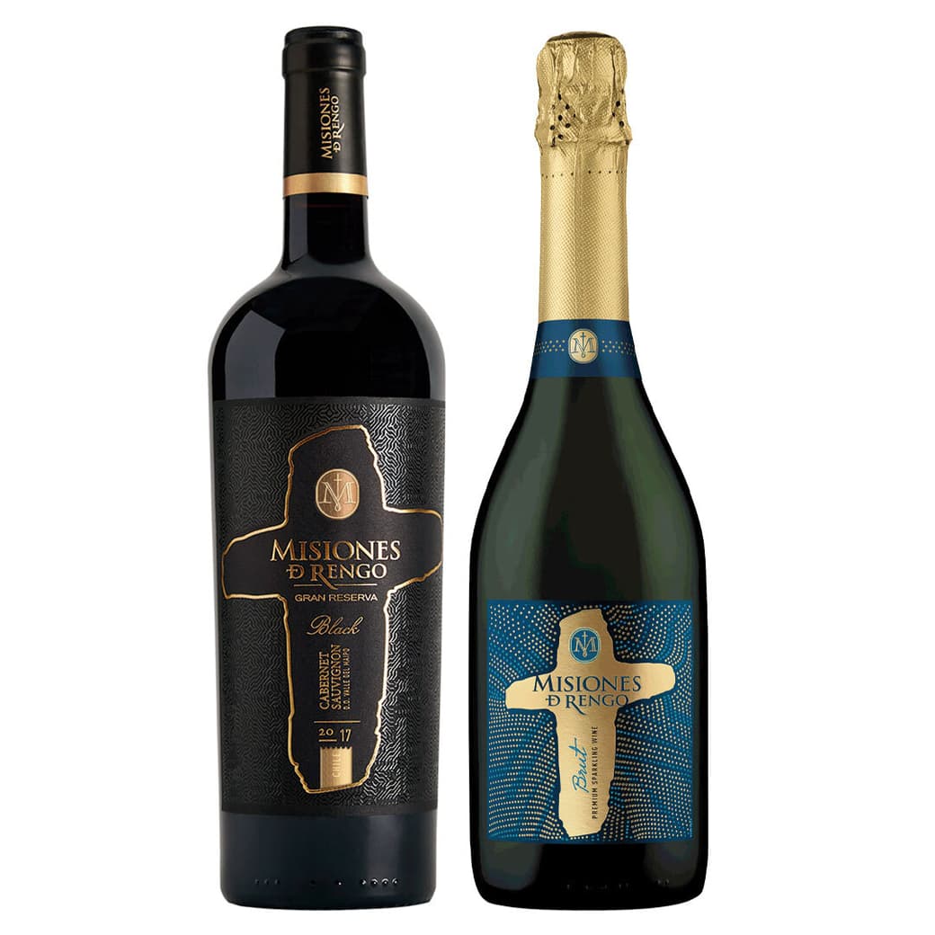 PACK MISIONES: Vino Misiones de Rengo Gran Reserva Black Carmenere 750cc + Espumante Misiones de Rengo Brut 750cc_1