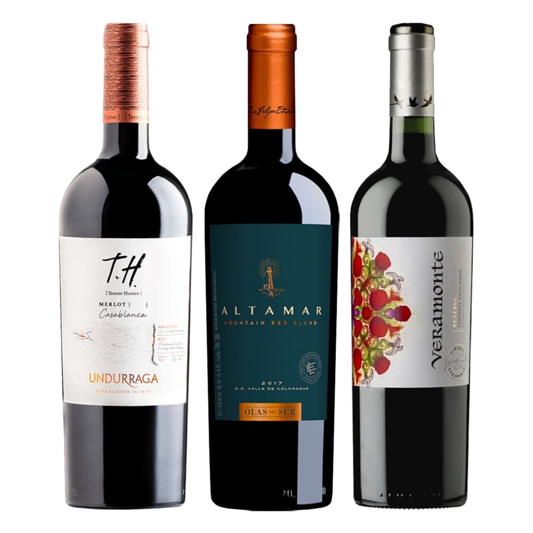 CLUB DE VINOS Nº17: 1x Vino Veramonte Cabernet Sauvignon Reserva 750cc + 1x Vino Undurraga TH Merlot 750cc + 1x Vino Olas del Sur Altamar Red Blend 750cc_1