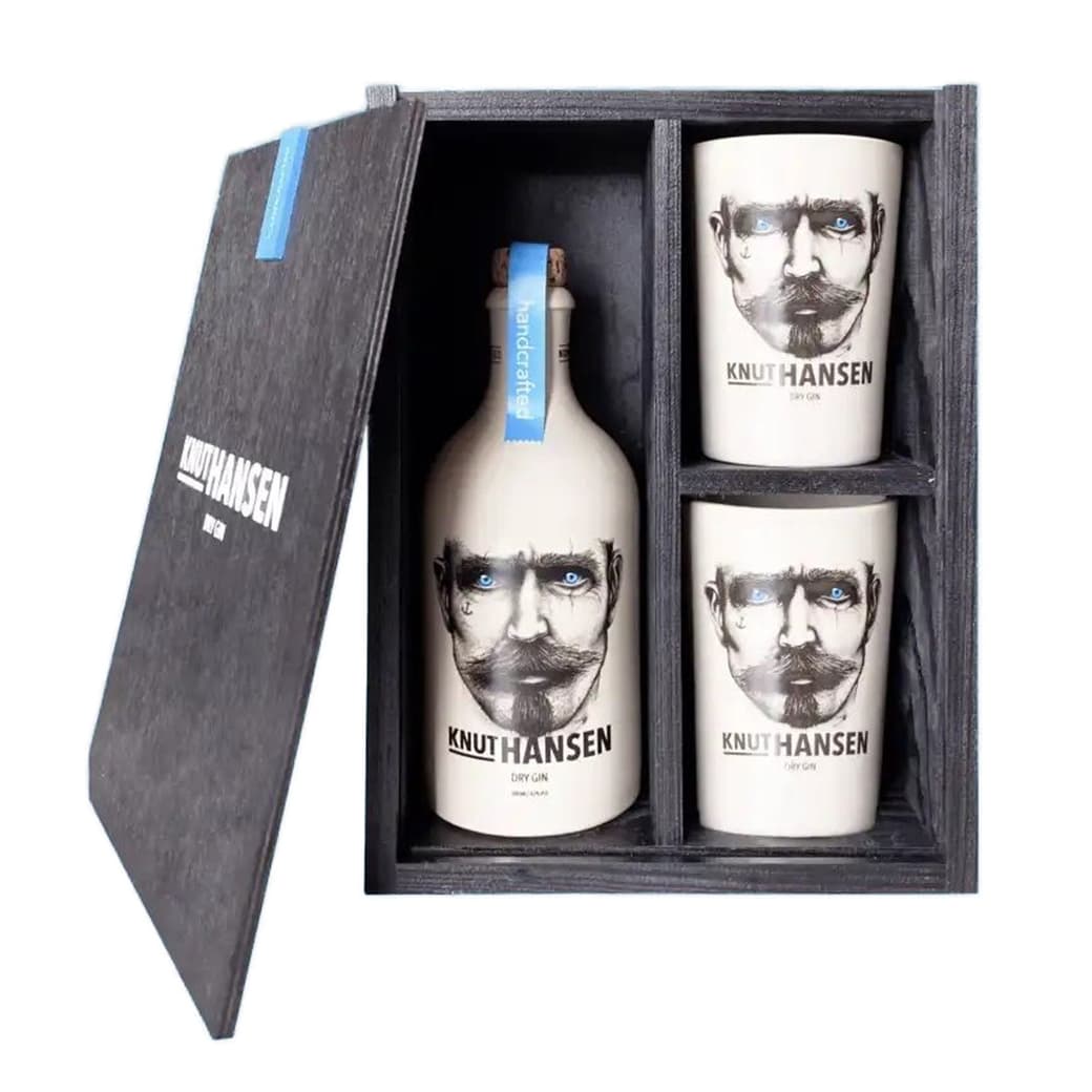 KIT KNUT HANSEN N°1: 1x Knut Hansen Dry Gin 750cc 42º alc. + 2x Vasos Knut Hansen_1
