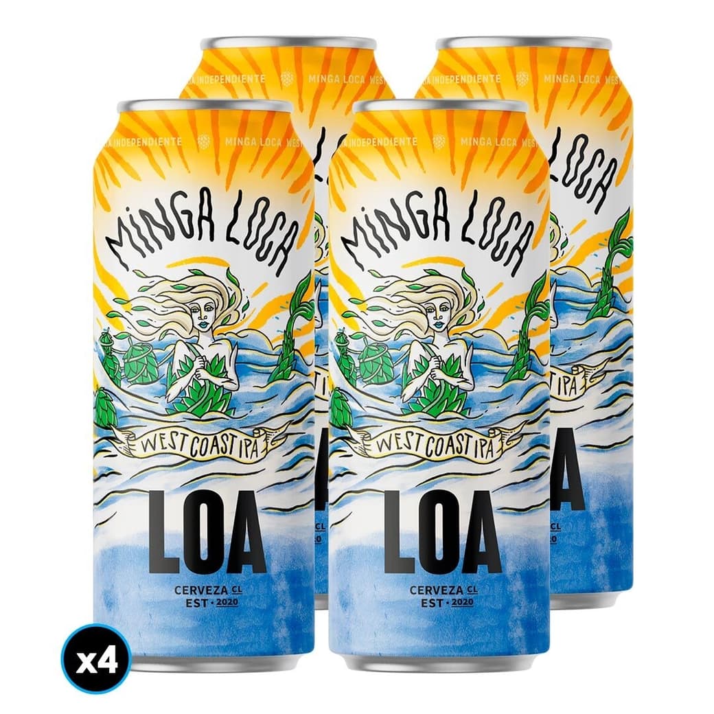 4x Cervezas Loa Minga Loca West Coast IPA 350cc_1
