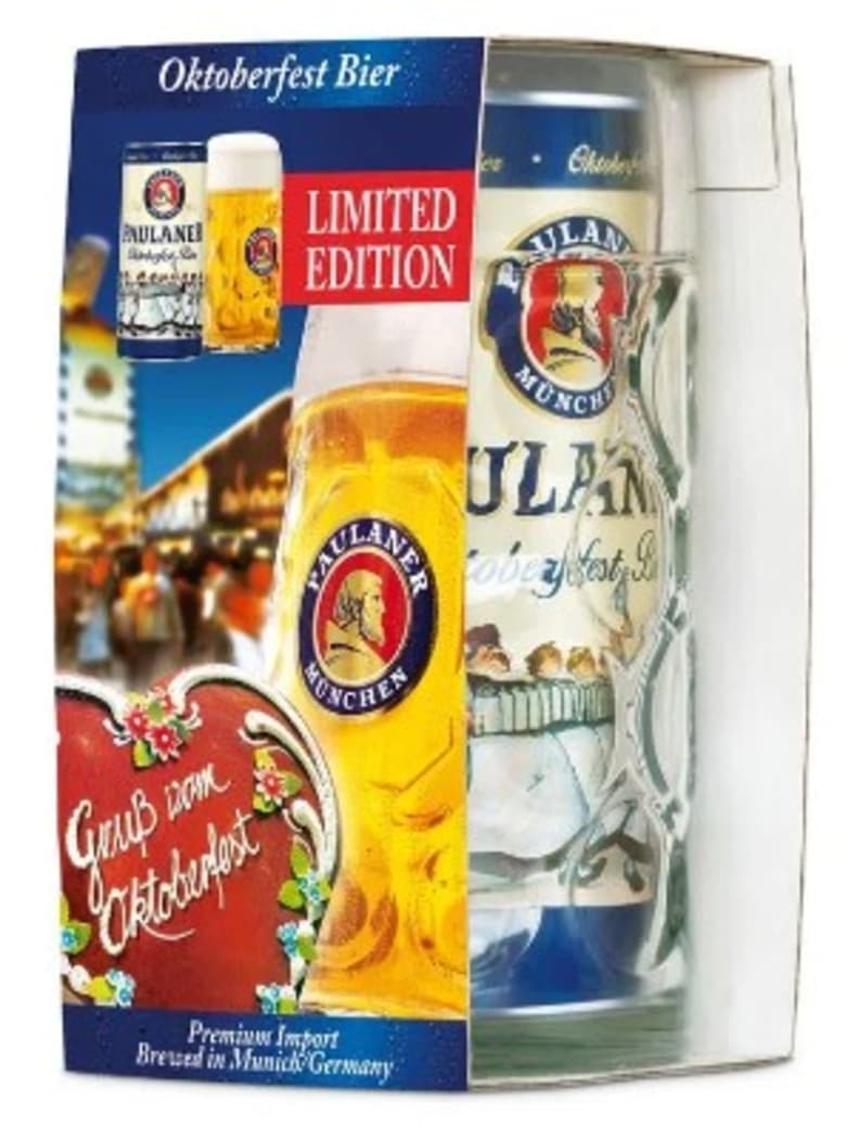KIT PAULANER: 1x Cerveza Paulaner Oktoberfest Lata 1000cc + 1x Vaso Paulaner de 1000cc_1