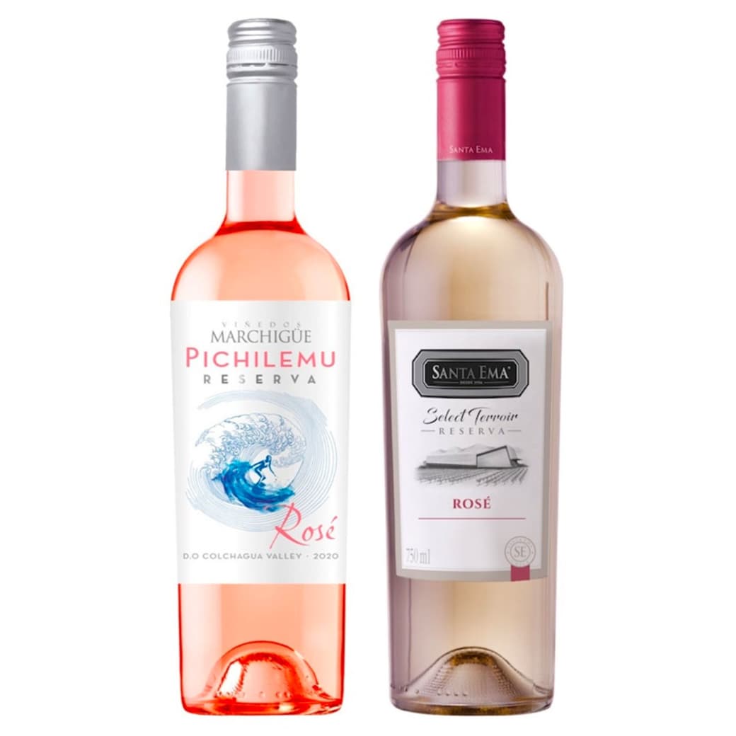 PACK VINOS ROSÉ: Vino Pichilemu Reserva Rosé 750cc + Vino Santa Ema Select Terroir Reserva Rosé 750cc_1