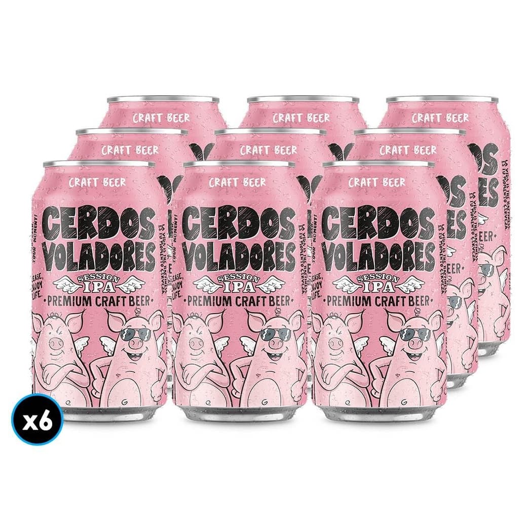 6x Cerveza Cerdos Voladores Session IPA 330cc 4,5°alc._1