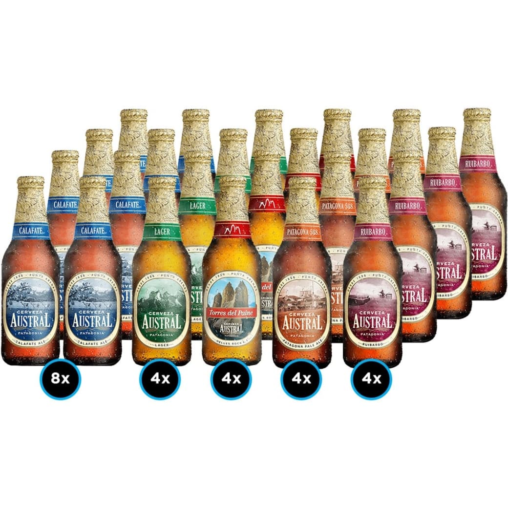 KIT AUSTRAL Nº3: 24x Variedades de la Cervecería Austral Patagonia_1