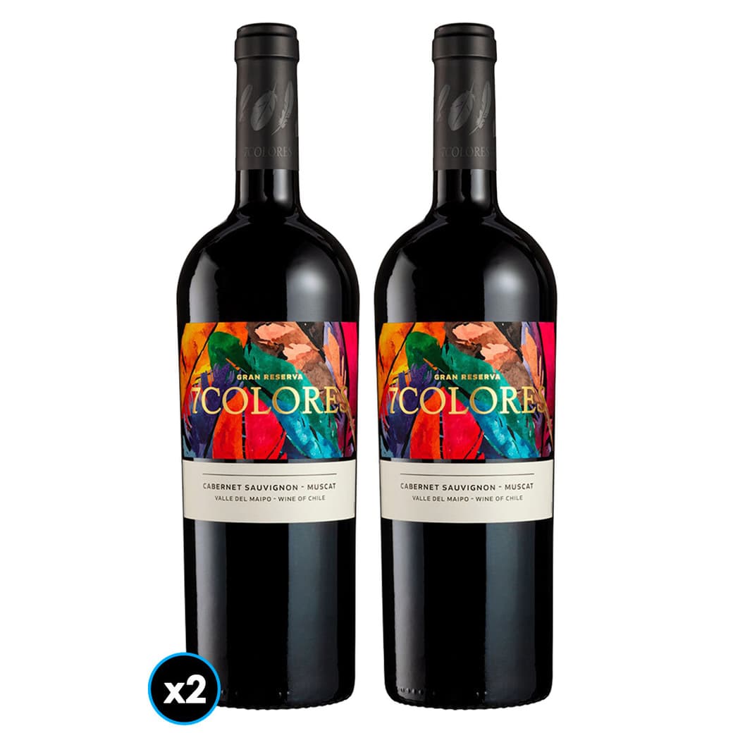DÚO 7 COLORES N°3: 2x Vino 7 Colores Gran Reserva Cabernet Sauvignon 750cc_1