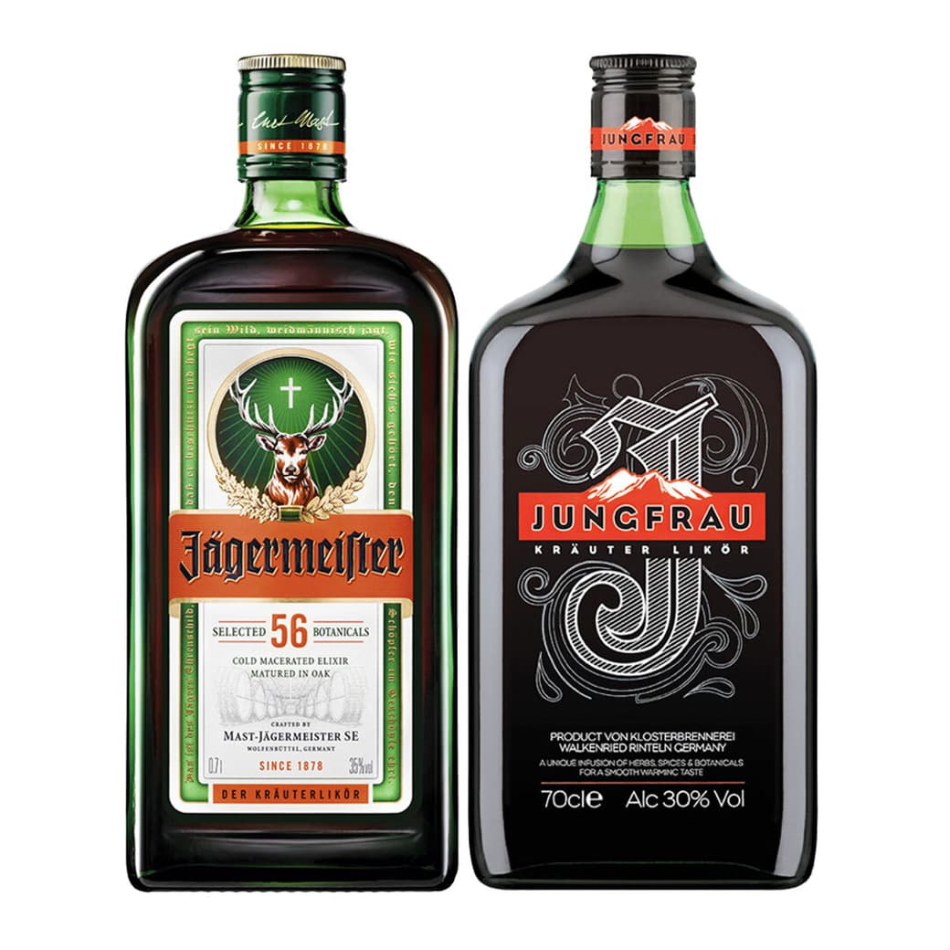 PACK JAGER + JUNGFRAU: Licor Jagermeister 700cc 35º alc. + Licor Jungfrau 700cc 30º alc._1