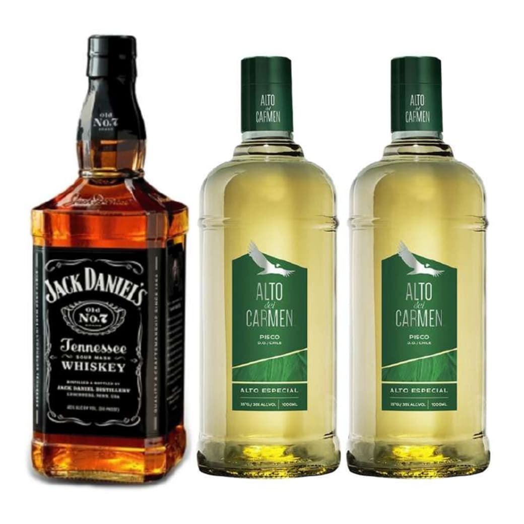 PROMO JACK ALTO: Whiskey Jack Daniels Old N7 750cc + 2x Pisco Alto del Carmen 1 Litro_1