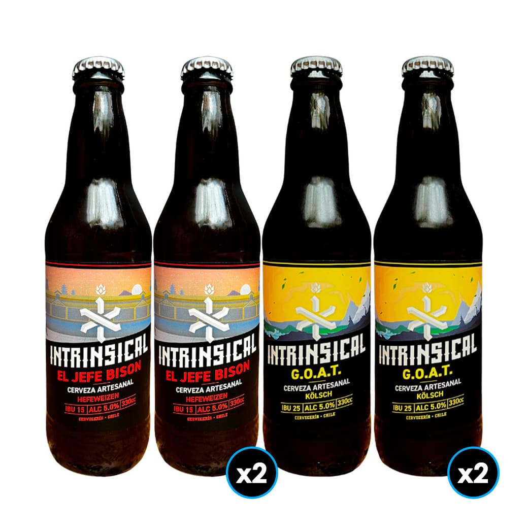 PACK INTRINSICAL N°4: 2x Cerveza Intrinsical G.O.A.T Botella 330cc + 2x Cerveza Intrinsical El Jefe Bison Botella 330cc_1