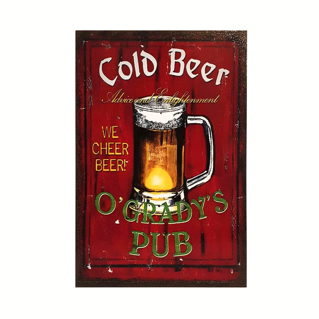 Afiche Cold Beer O'Dradys Pub Madera Vitrificada 20 x 30 cm._1