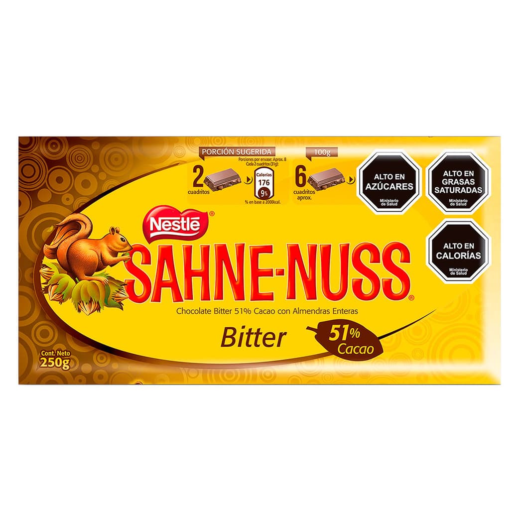 Chocolate Sahne Nuss® Bitter Barra 250 grs._1