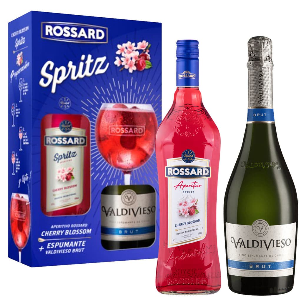 Kit Rossard + Valdivieso n°1: 1x Licor Aperitivo Rossard Cherry Spritz 1 Litro 12° alc.+ 1x Espumante Valdivieso Brut 750cc_1