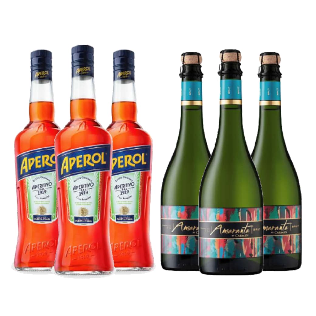 [EXCLUSIVO CONCON] PACK APEROL AMARANTA: 3x Licor Aperitivo Aperol 750cc + 3x Champagne Amaranta Brut 750cc_1