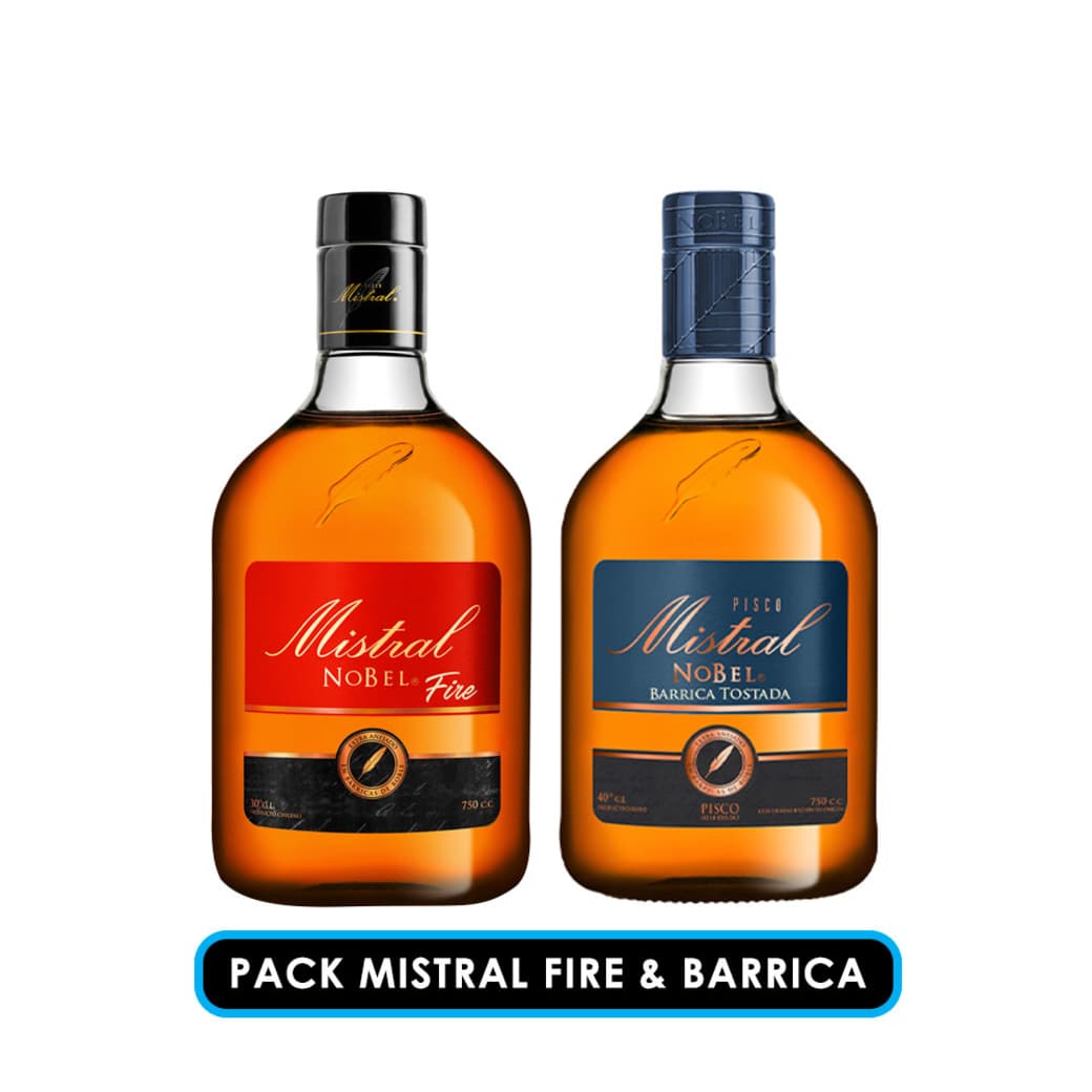 Pack Mistral Fire y Barrica Tostada: Pisco Mistral Nobel Barrica Tostada 750cc + Pisco Mistral Nobel Fire 750cc_1