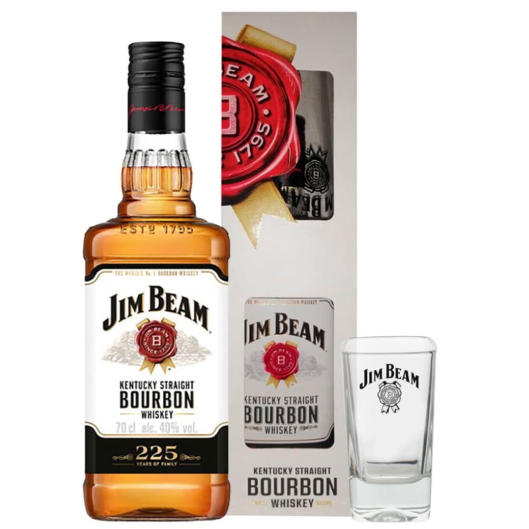KIT JIM BEAM WHITE: Whisky Jim Beam White 750cc + Vaso Shot Jim Beam_1