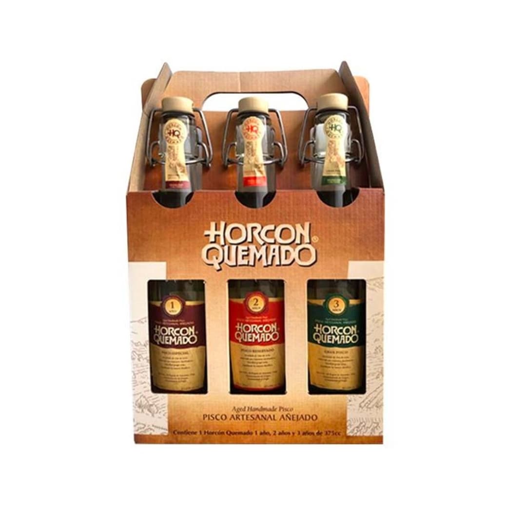 KIT HORCÓN QUEMADO: Set de Catas Pisco Horcón Quemado 375cc_1