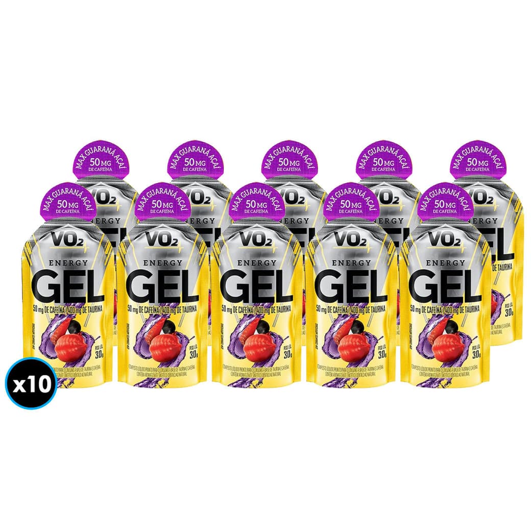 10x Gel Energético Integralmedica VO2 Guaraná Acaí 30 grs._1
