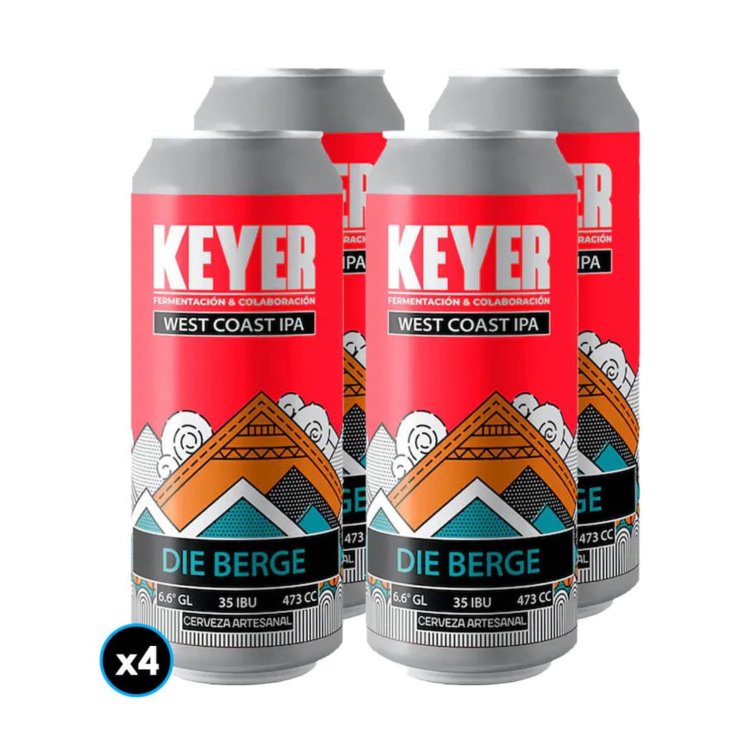 4x Cerveza Keyer Die Berge West Coast IPA Lata 473cc_1