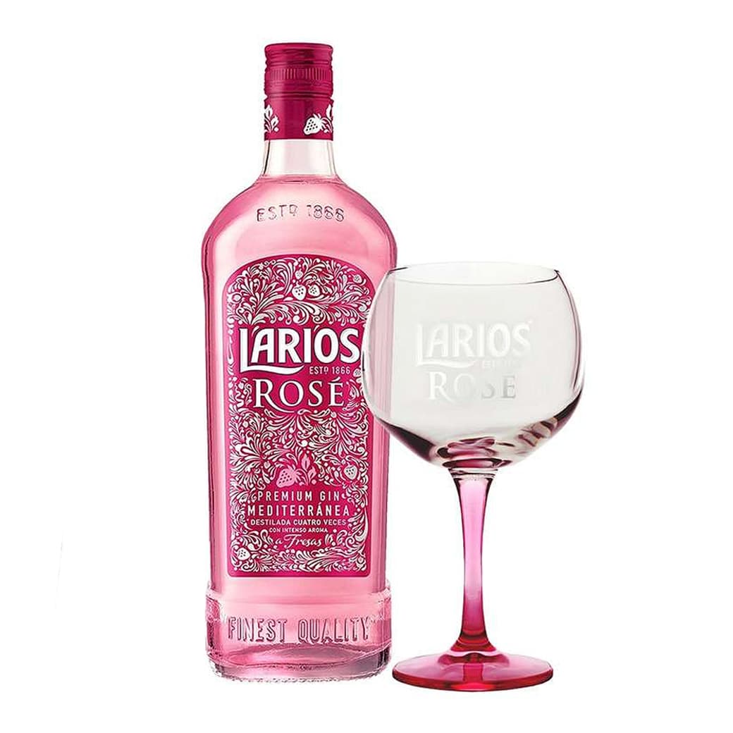 PACK LARIOS LOVERS: 1x Gin Larios Rosé 700cc + 1x Copa Gina Larios Rosé _1