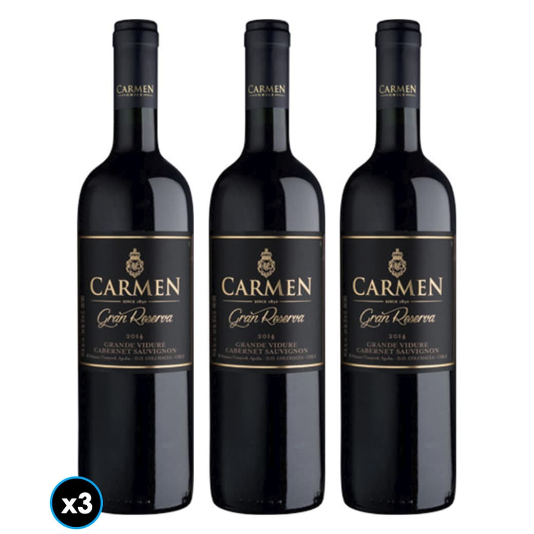 3x Vino Carmen Gran Reserva Grand Vidure - Cabernet Sauvignon 750cc_1