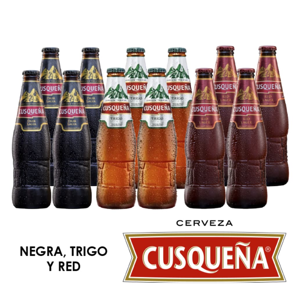 PACK CUSQUEÑAS NUEVAS: 4x Cerveza Cusqueña Dark Lager Botella 330cc + 4x Cerveza Cusqueña Trigo Botella 330cc + 4x Cerveza Cusqueña Red Botella 330cc_1