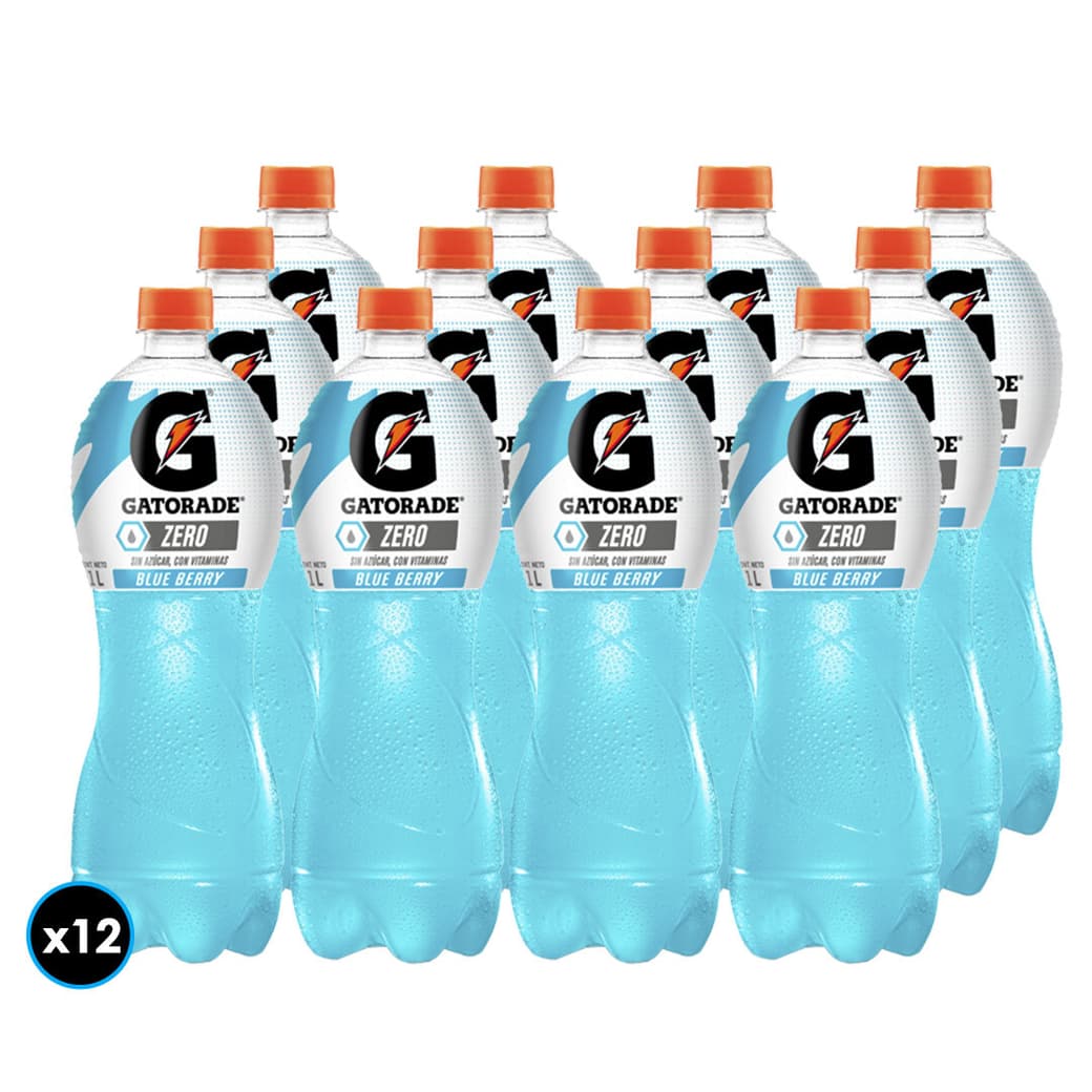 12x Bebida Isotónica Gatorade Blue Berry Zero 1 Litro_1