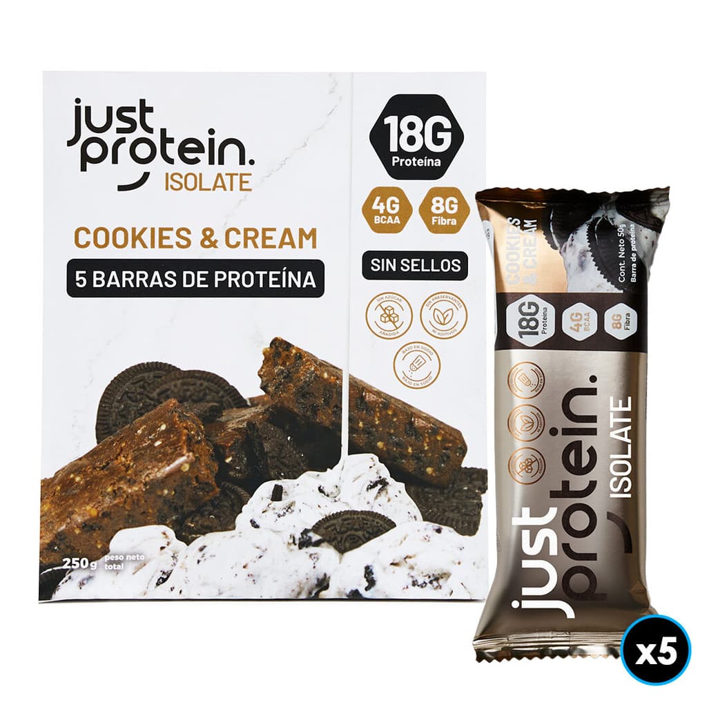 Barritas Just Protein Cookies and Cream (5 Unidades)_1