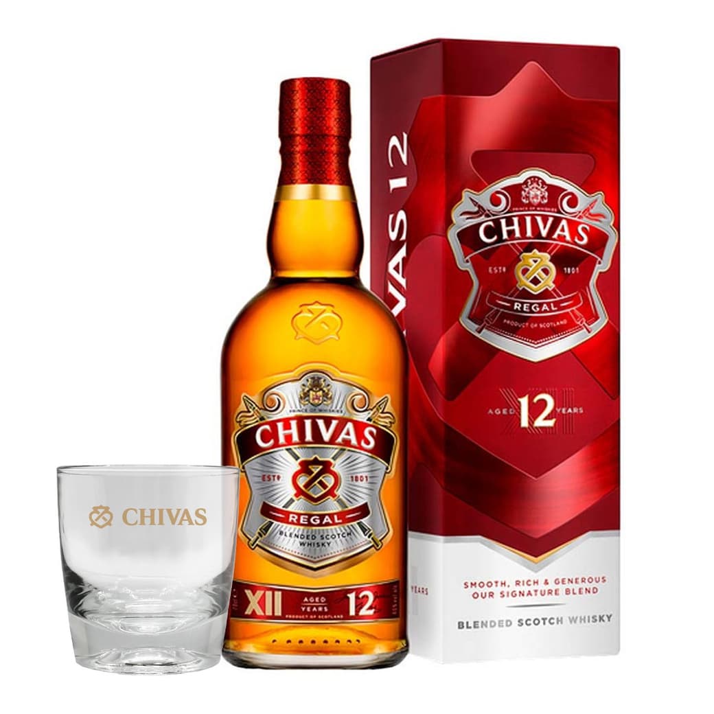 PACK CHIVAS + VASO N°1: 1x Whisky Chivas Regal 12 Años 750cc 40°alc. + 1x Vaso _1