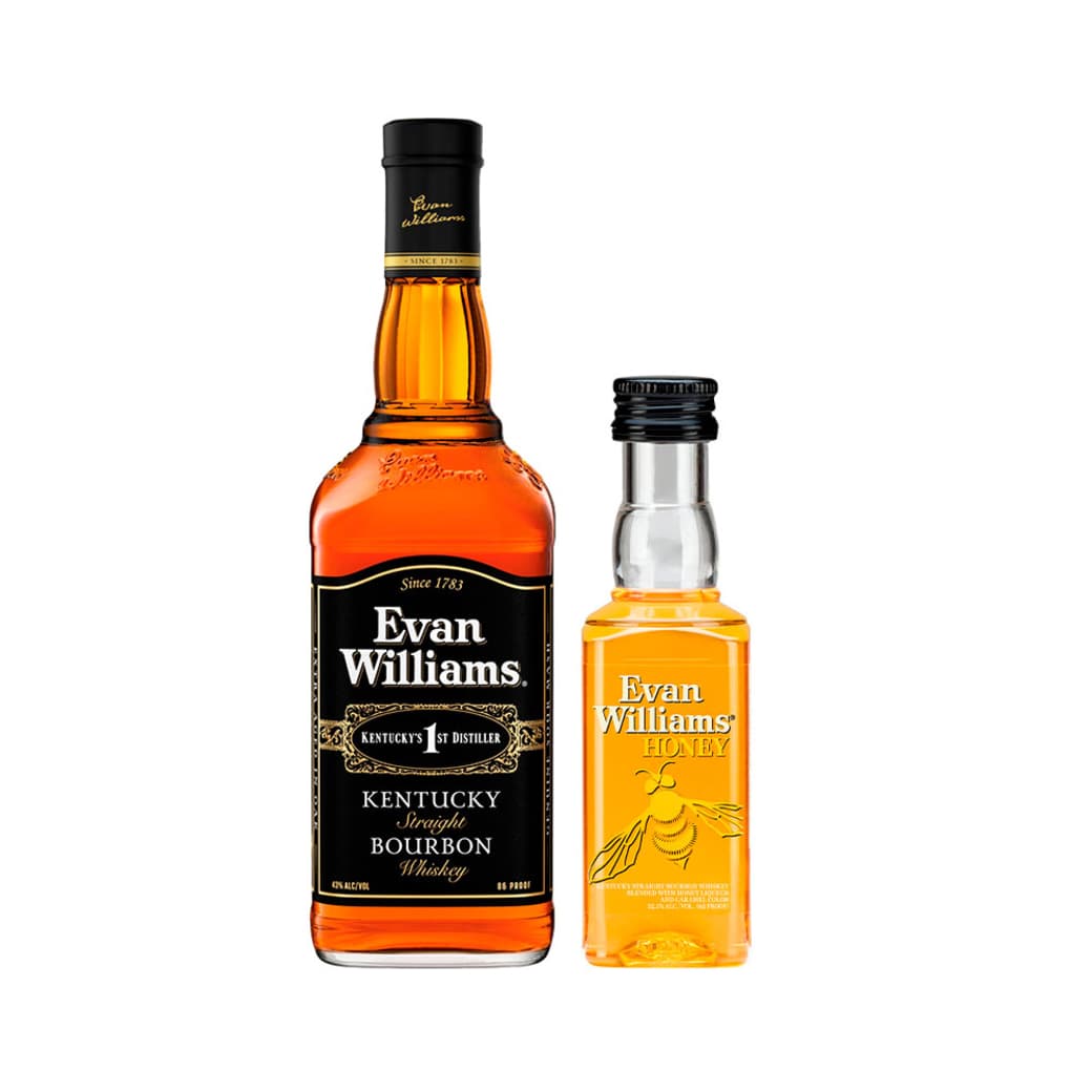 Pack Evan Williams Black Nº1: Whiskey Bourbon Evan Williams Black 750cc + Whiskey Bourbon Evan Williams Honey 50cc_1