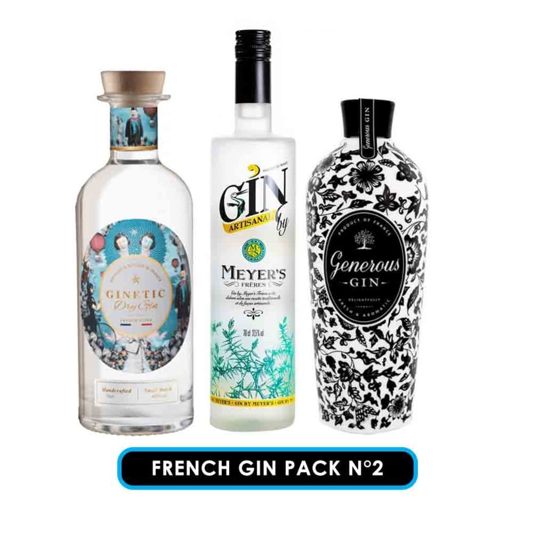 FRENCH GIN PACK N°2: Gin Francés Generous Classic + Gin Francés Meyers Freres + Gin Francés Ginetic Dry Gin_1