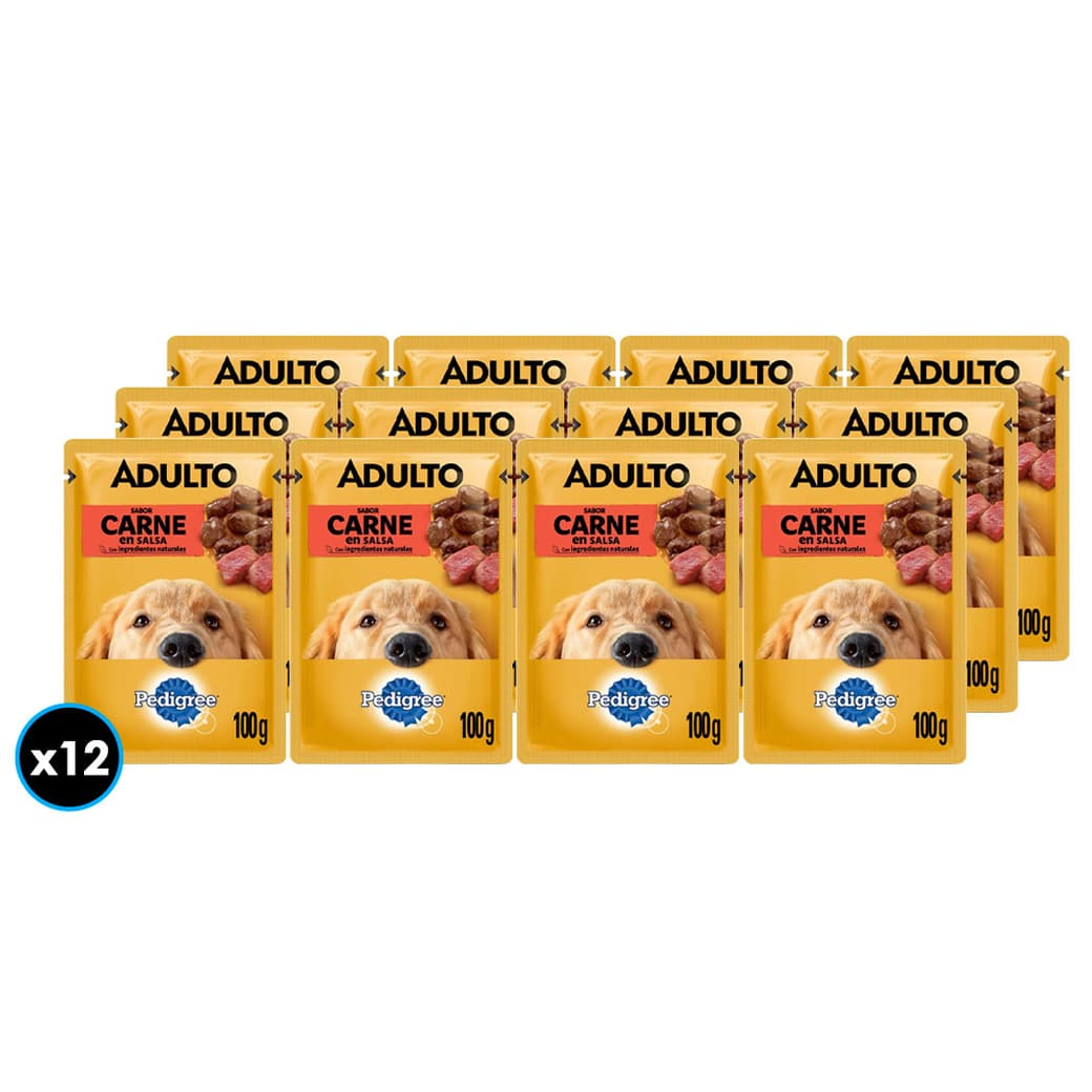 12x Comida de Perro Pedigree Adulto Sobre Carne 100 grs._1
