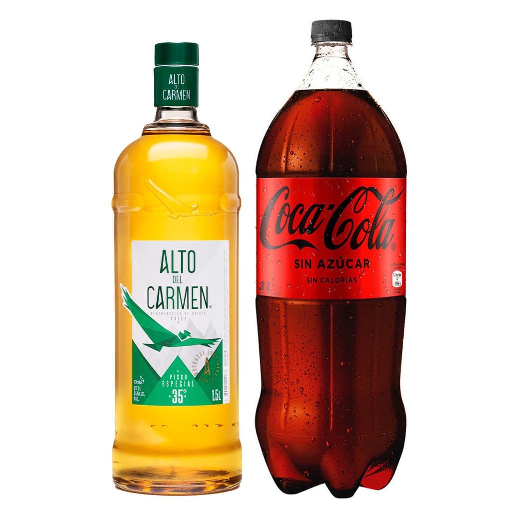 1x Pisco Alto del Carmen Especial 1,5 lts. 35º alc. + 1x Coca Cola Zero 3 Litros_1