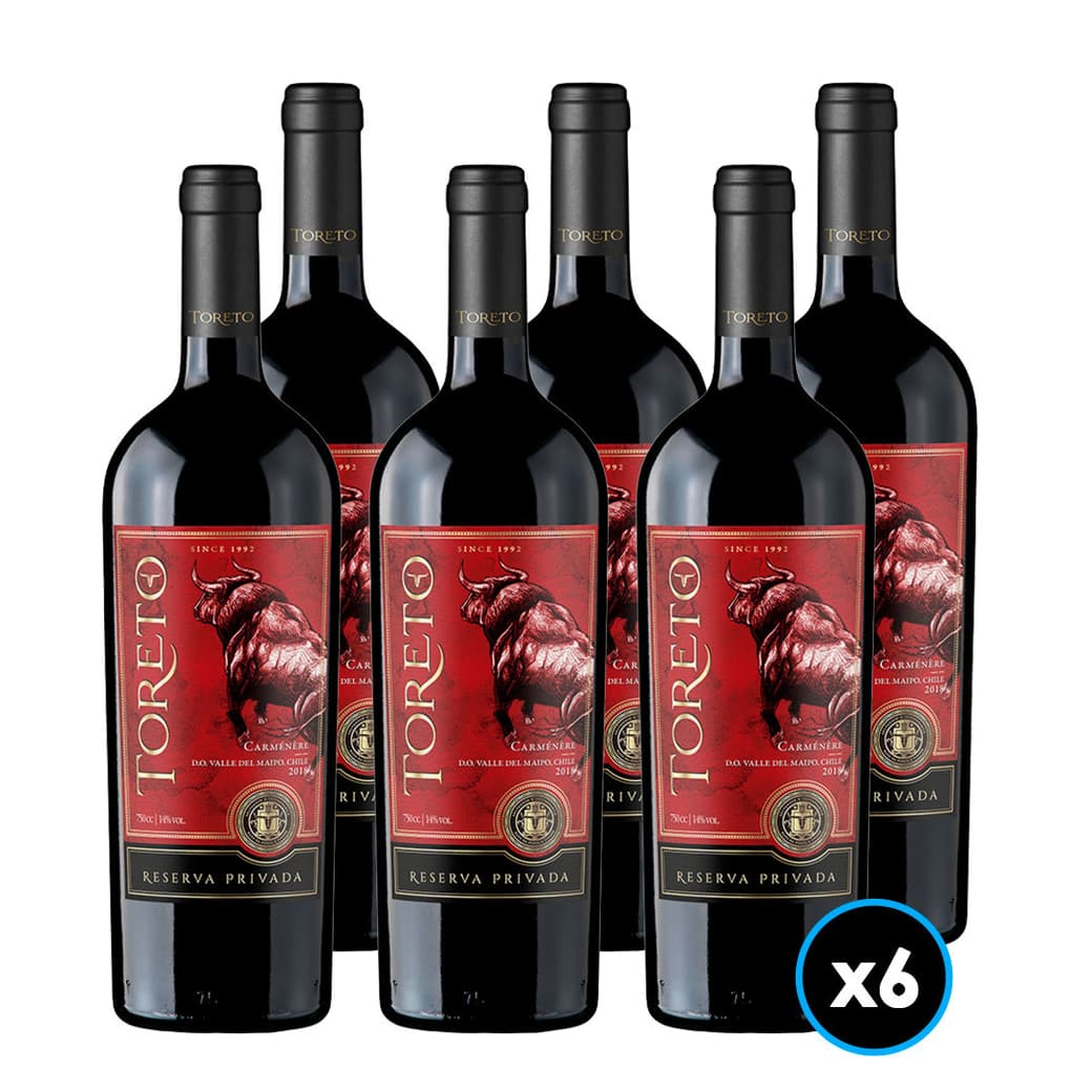6x Vino Toreto Reserva Privada Carmenere 750cc_1