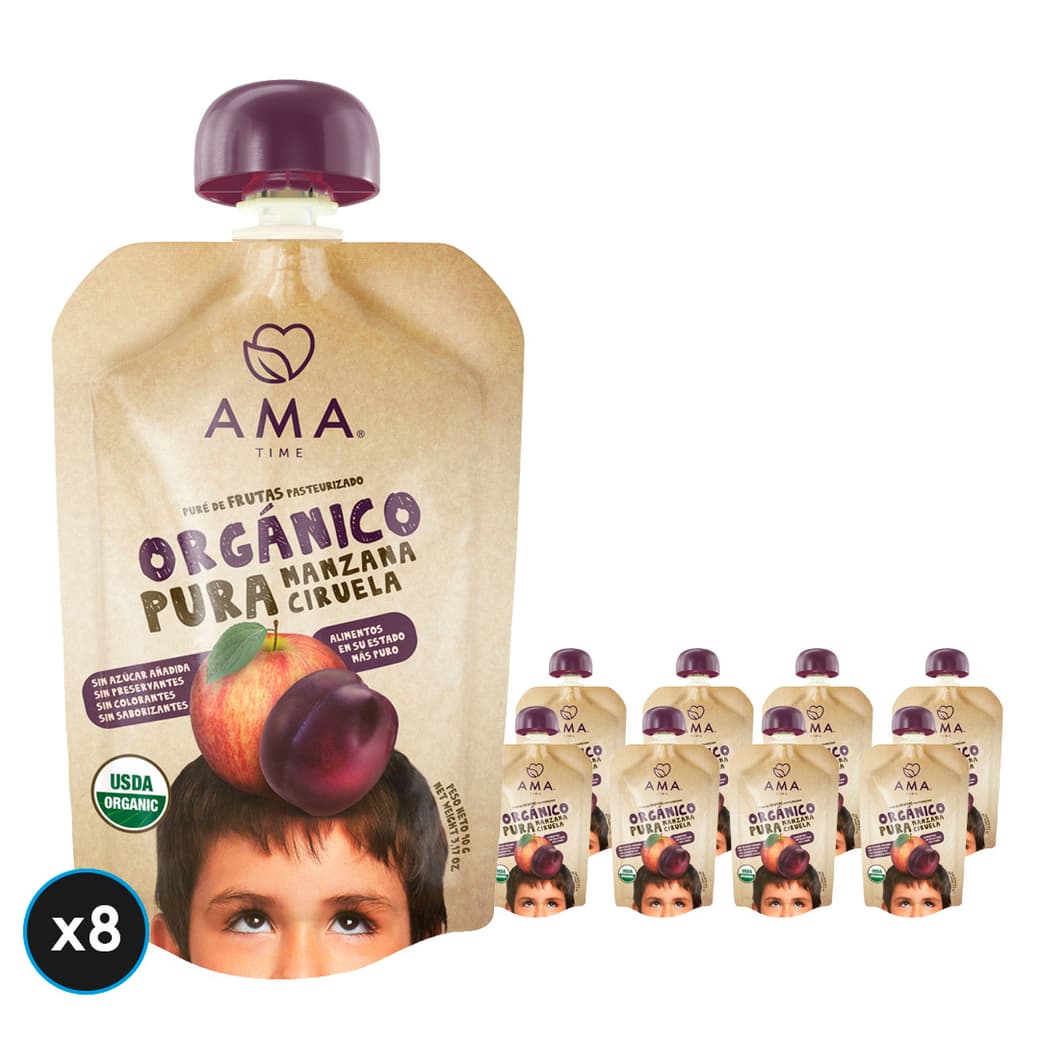 8x Puré Orgánico Ama Manzana-Ciruela 90 gramos_1