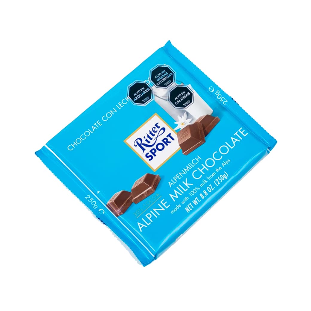 Barra Chocolate Ritter Sport Leche de los Alpes 250 grs._1