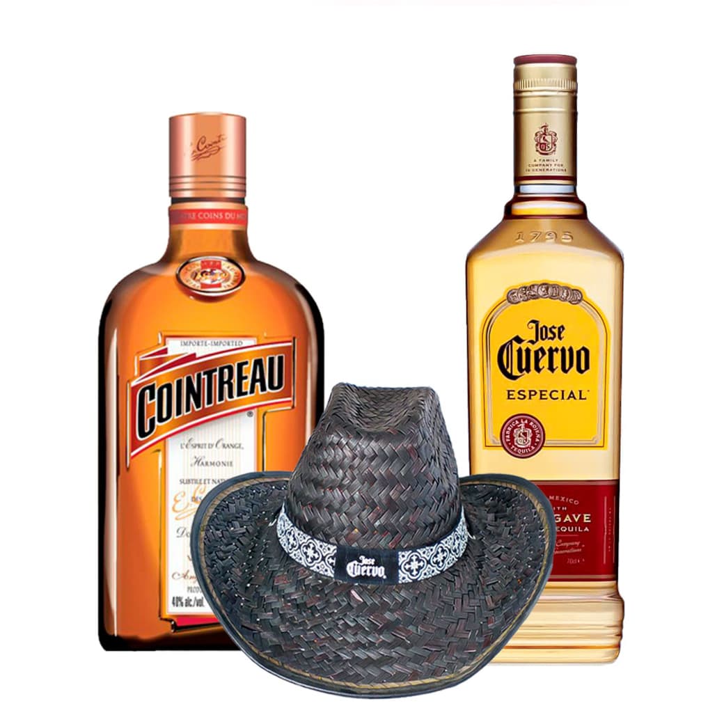 PACK MARGARITA + SOMBRERO Nº1: 1x Tequila Jose Cuervo Especial Reposado 750cc + 1x Licor Cointreau 700cc + 1x Sombrero Jose Cuervo_1