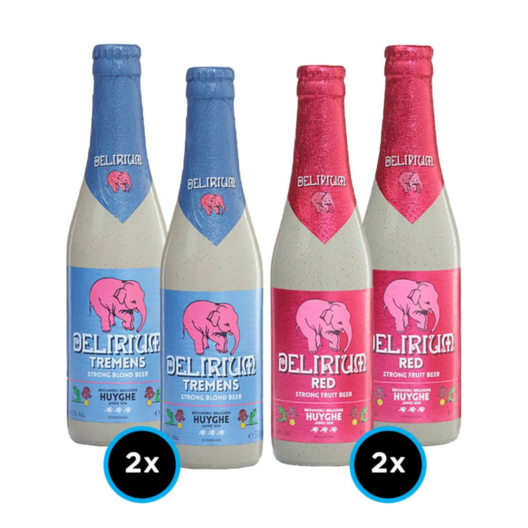 BEER PACK DELIRIUM: 2x Cerveza Delirium Tremens en Botella 330cc + 2x Cerveza Delirium Red en Botella 330cc_1