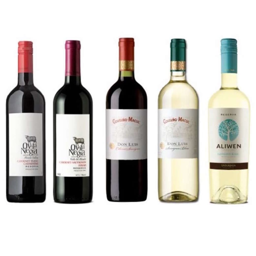 PACK VINOS MIX Nº2: Vinos Oveja Negra Cab Franc/Carm y Cab Sau/Syrah + Vinos Cousiño Don Luis Cab Sauv. y Sauv. Blanc + Vino Undurraga Aliwen Sauv. Blanc_1