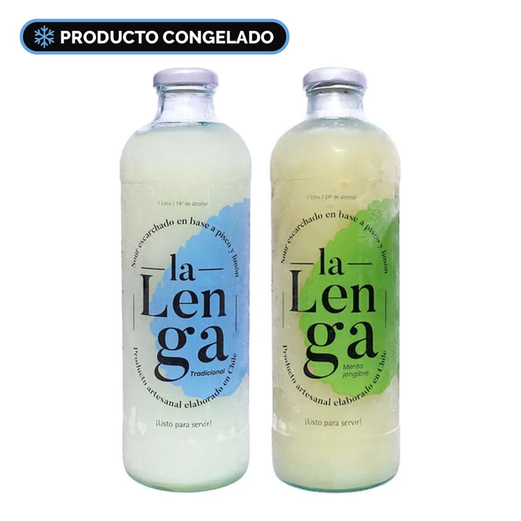 PACK LA LENGA N°2: 1x Pisco Sour La Lenga Tradicional 1 Litro + 1x Pisco Sour La Lenga Menta Jengibre 1 Litro_1