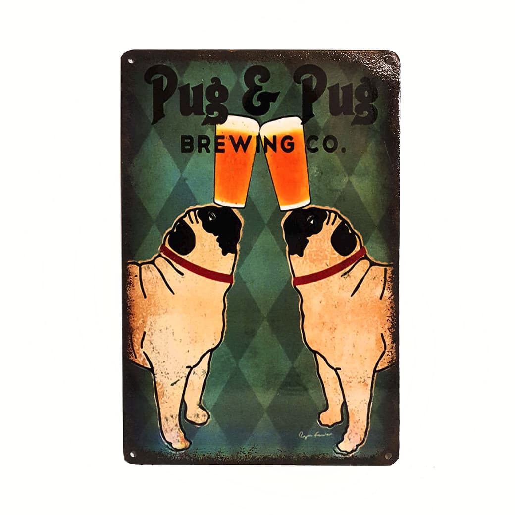 Afiche Pug &amp; Pug Brewing Co. Metálico 20 x 30 cm._1