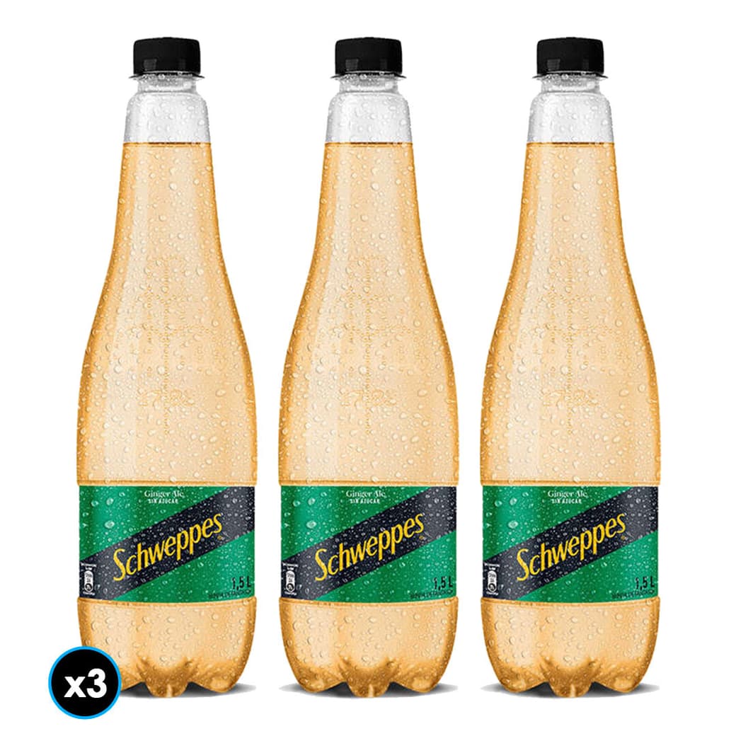 3x Bebida Ginger Ale Schweppes Sin Azúcar 1.5L_1